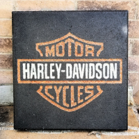 Harley Davidson logo in concrete