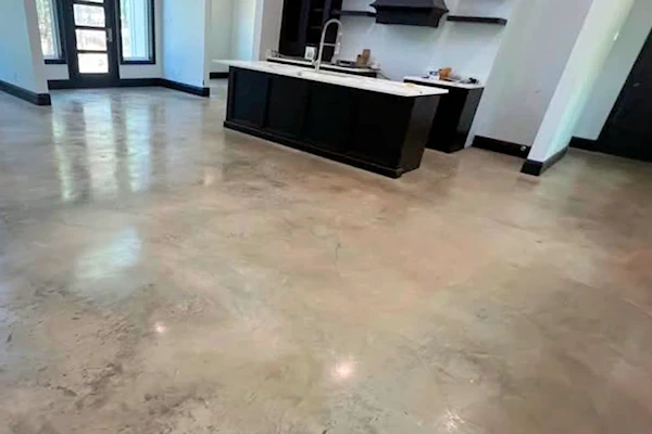 Beautiful polished concrete kitchen floor.