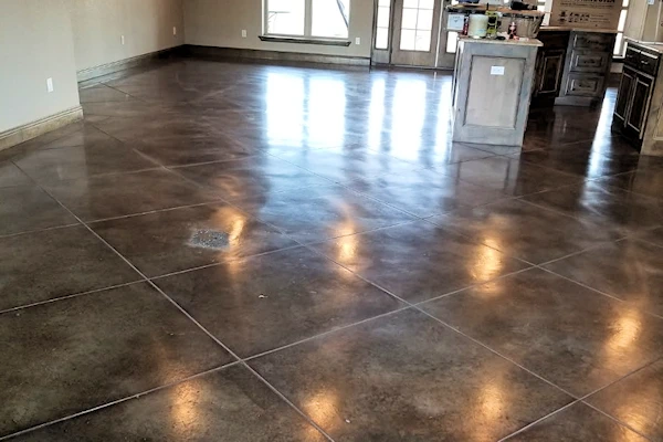 Scored, stained and polished living area floor.